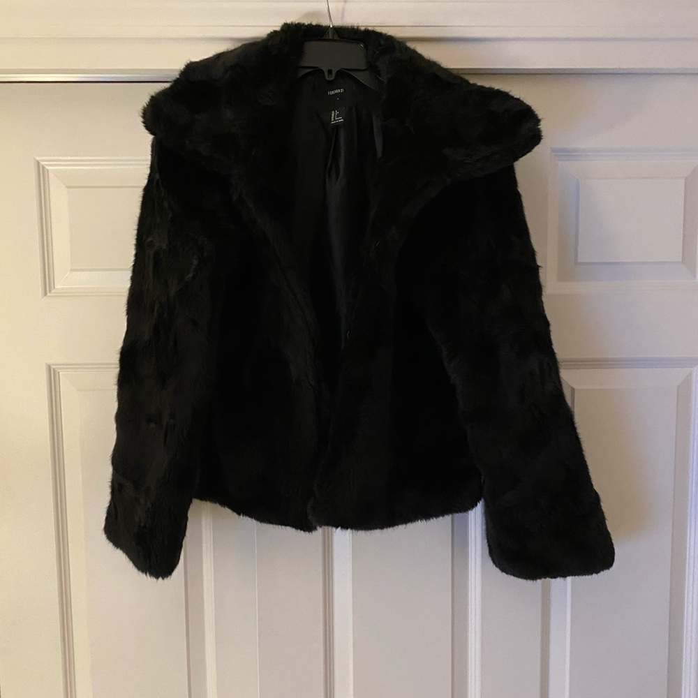 Forever 21 black faux fur coat